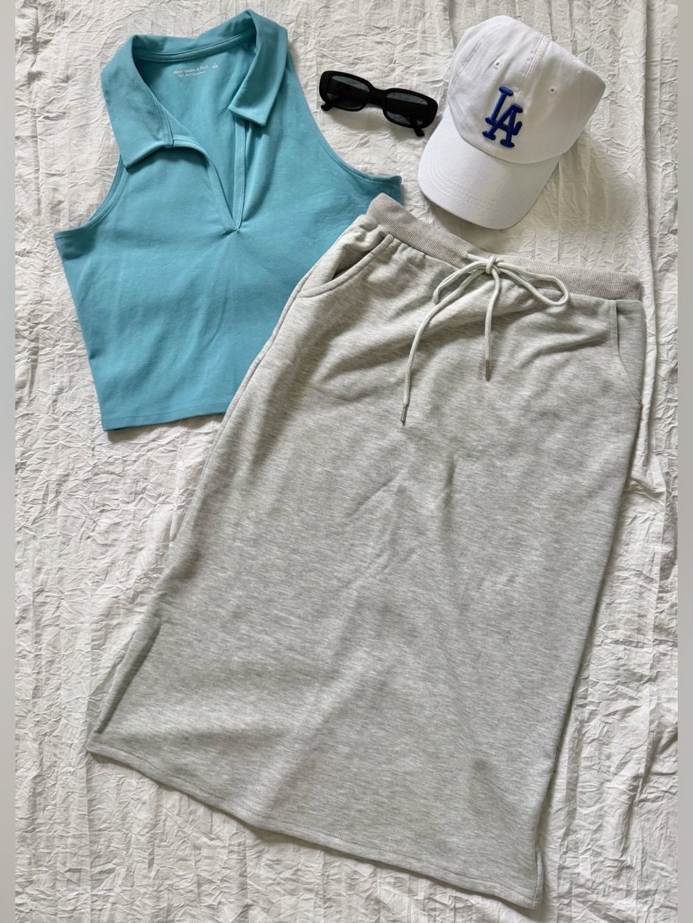 NWT Crescent - Heather Gray Casual Drawstring Gray Sweatshirt Skirt